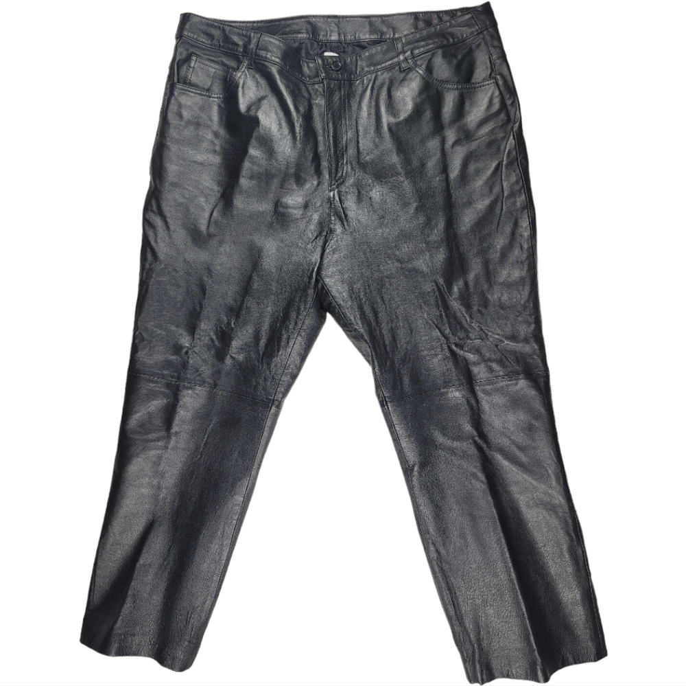 PLUS‎ SIZE**PETITE**VINTAGE** JL Studio Black Genuine Leather Pants